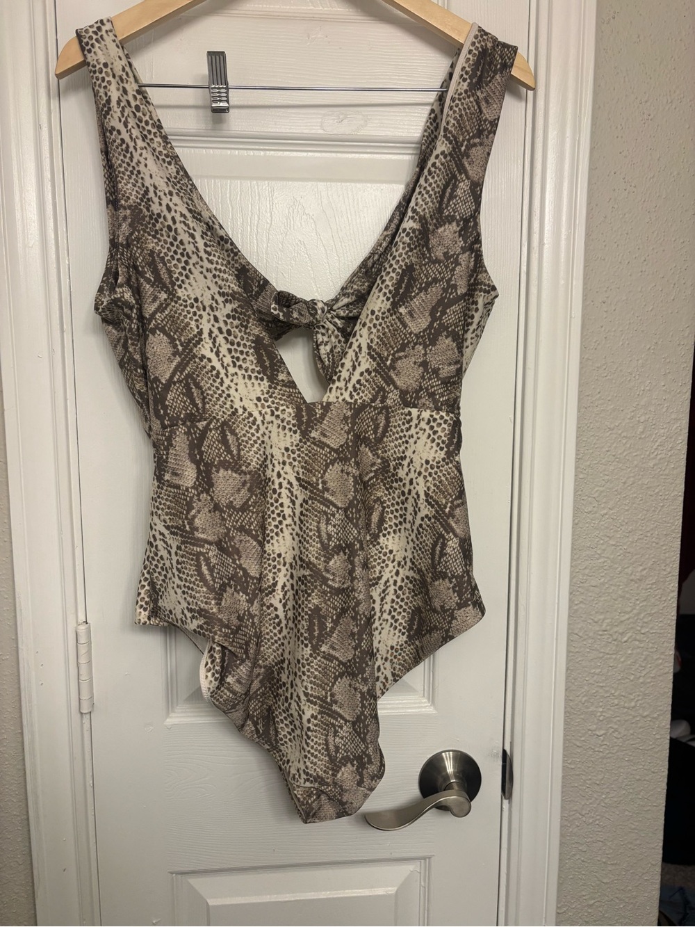 aerie Taupe Brown Snake-Print Sleeveless Bodysuit